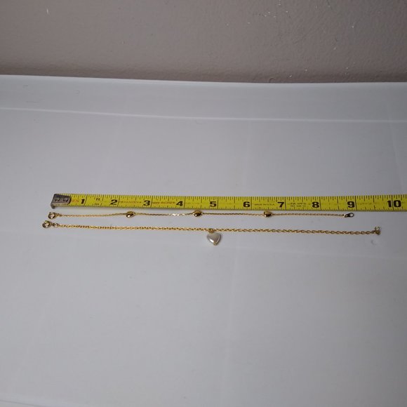 Lot Of 3 Heart Bead Jewelry 2 Ankle Bracelets 1 Necklace - Picture 11 of 16